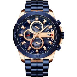 Mens Luxury Watches Business Chronograph Dress Waterproof Stainless Steel